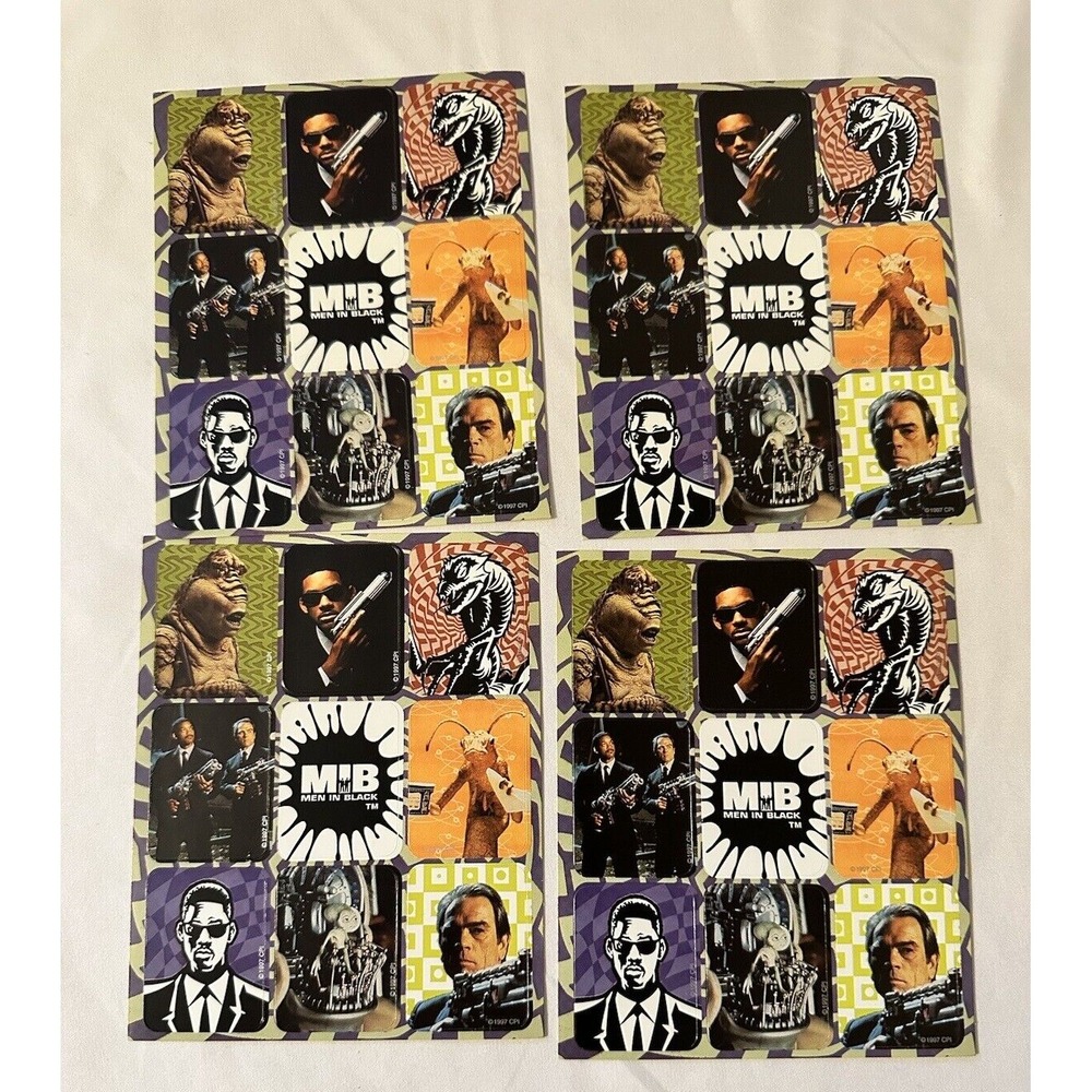Vintage CPI 1997 Men In Black Stickers Seals 4 sheets New out of package